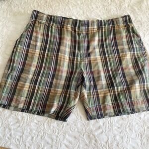 POLO Ralph Lauren Men's  Madras Cotton Plaid Shorts Flat Front Drawstring Sz 46B